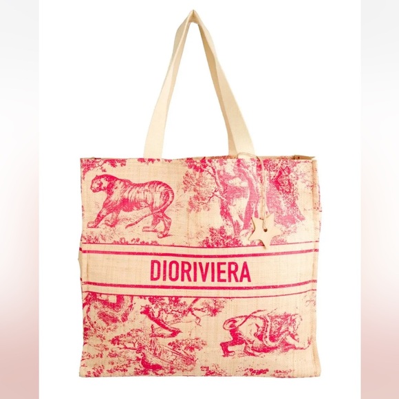 Auth Dior Straw Dioriviera Tote in Red - Picture 1 of 1